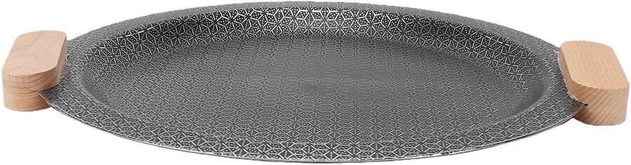 Grillpan Roestvrij Staal Koekenpan met Oren Binnen en Buiten Koken Antiaanbaklaag 30 Cm Diameter Zilver