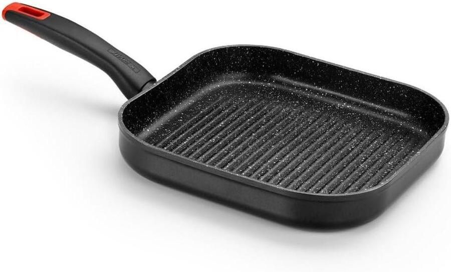 Grillpan Roestvrijstaal Koekenpan Lekker Grillen Titanium Laag 28x28 cm Zilver