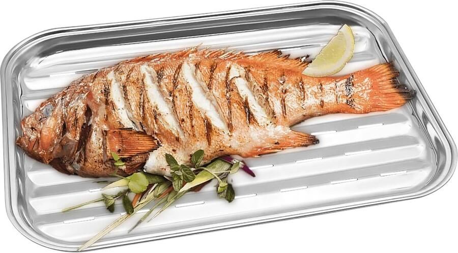 Grillpan Roestvrijstaal Outdoor Bakplaat BBQ Grillen Geperforeerd Ontwerp 31x25x3 cm