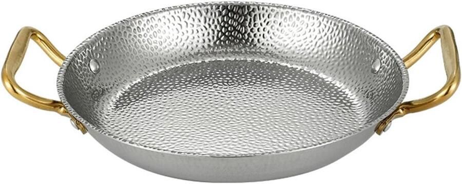 Grillpan Roestvrijstaal Paella pan Buiten Koken Met hand gehamerd 30 cm Zilver