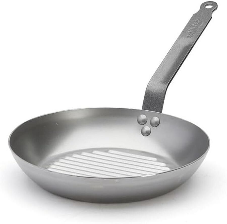 Grillpan Rond Bakplaat Pan Gegrilde Gerechten Stalen Band Steel 26 cm Diameter Zwart