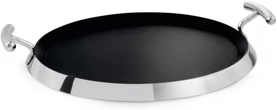 Grillpan Rond Koekenpan Antiaanbak Gerechten Bereiden 6.3mm Dikke Bodem Ø 34 cm Zwart