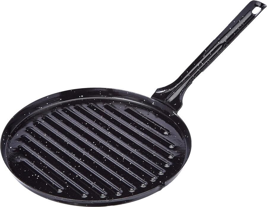 Grillpan Rond Koekenpan Lekker Braden Met Handgreep 24 cm Zwart