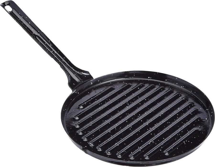 Grillpan Rond Koekenpan Lekker Bradend Eten Met Handgreep 24 cm Zwart