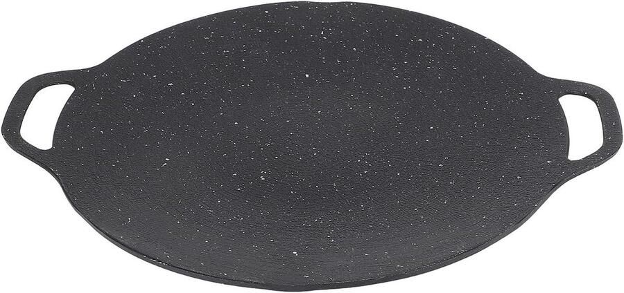 Grillpan Ronde Bakplaat Anti-aanbak Pan Buiten Koken Dubbele Handgrepen 29 cm Zwart