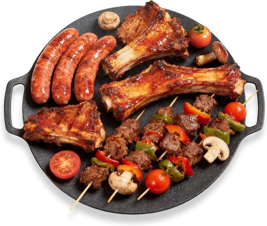 Grillpan Ronde Premium BBQ-grillpan Anti-aanbakplaat Voor Gasfornuis Binnen Buiten Campingfeest(25cm)