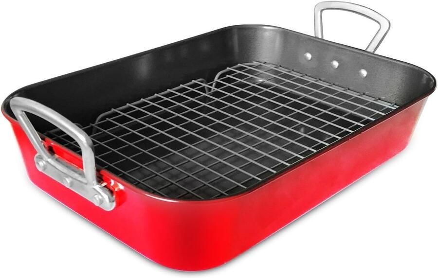 Grillpan Rood 44 5 cm Met Anti-aanbaklaag en Handvat Voor Bakbehoeften