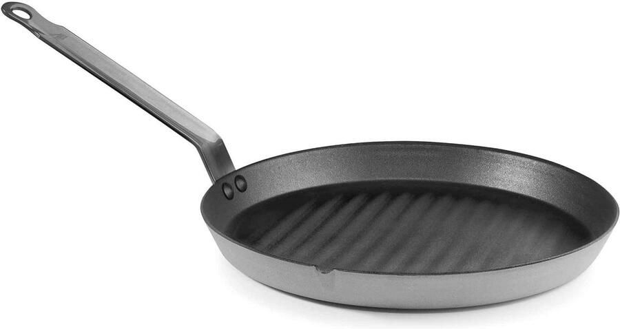 Grillpan Rotisserie Koekenpan IJzer Gezond Grillen PFOA-vrije Antiaanbaklaag 26 cm Grijs
