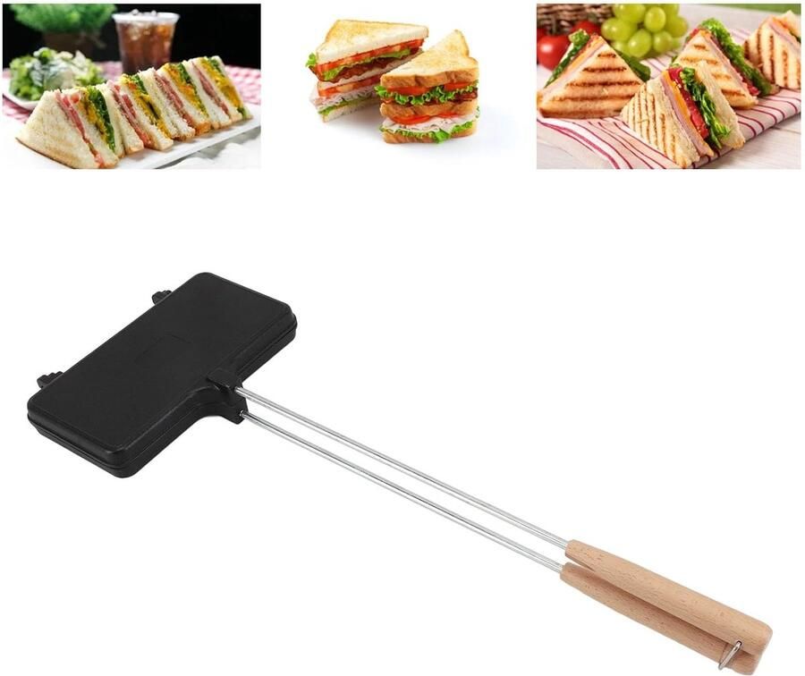 Grillpan Sandwiches Panini Grill Koekenpan Dagelijks Koken Dubbelzijdige Anti-aanbaklaag 760 g Zwart