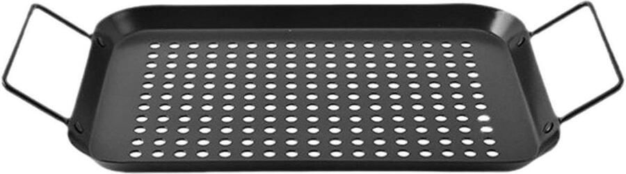Grillpan serveerschaal geperforeerde voedselmand voor buiten koken BBQ braden keukengebruik 34 9 cm x 18 5 cm x 1 5 cm ideaal voor strand en thuis grillen