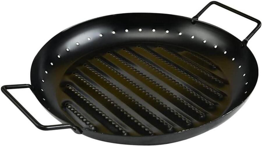 Grillpan Steak Barbecue plaat Buiten koken Compact ontwerp 37 cm Zwart