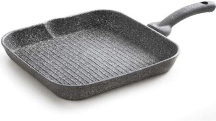 Grillpan Steenpan Koekenpan Gezond Grillen Krasbestendige Antiaanbaklaag 24 x 34 cm Zilver