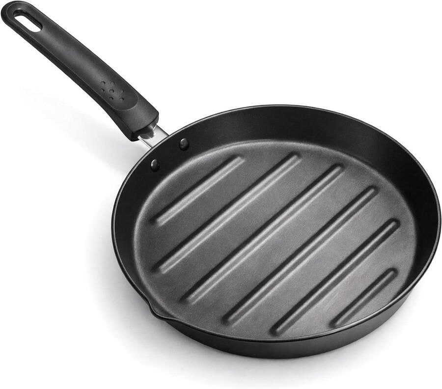 Grillpan Strepen Koekenpan Lekker Grillen Gesmeed Staal 28 cm Zwart