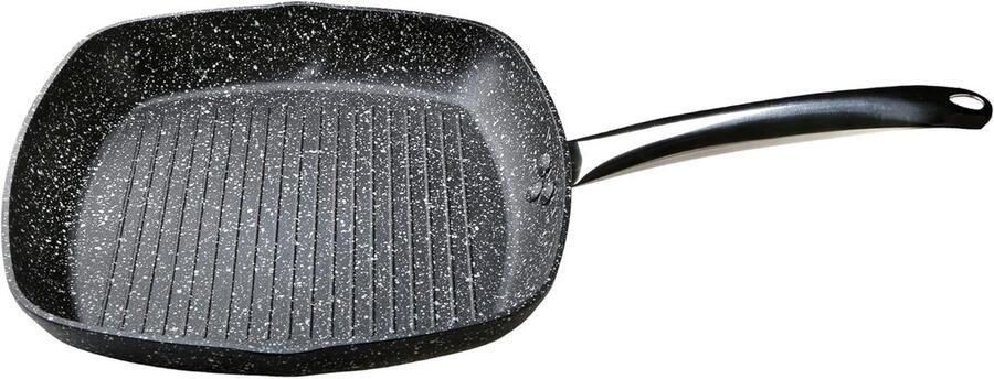 Grillpan Strepen Koekenpan Lekker Koken Volledige Inductiebodem 28x28 cm Zwart Gespikkeld