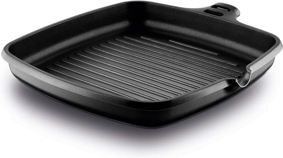 Grillpan van gegoten aluminium met anti-aanbaklaag en afneembaar handvat geschikt voor inductie