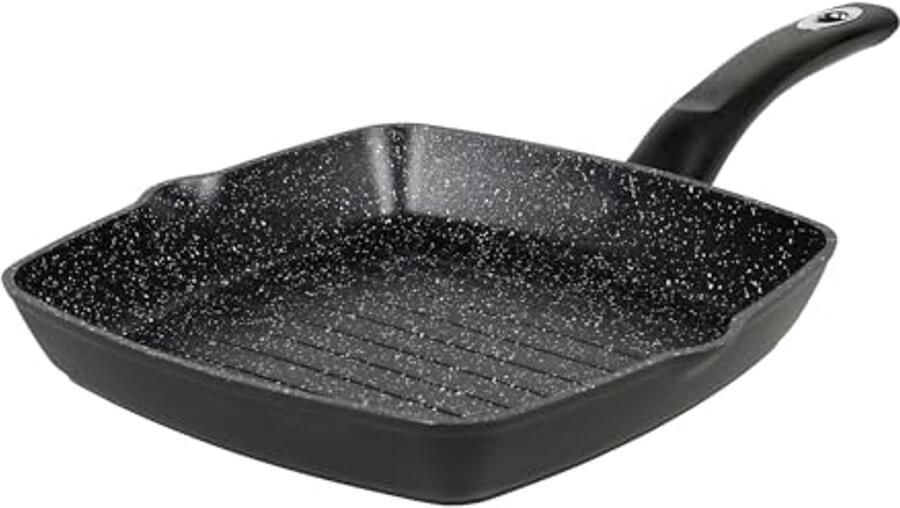 Grillpan van gesmeed aluminium met antiaanbaklaag 24 x 24 cm ideaal voor alle warmtebronnen