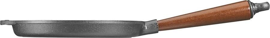 Grillpan van gietijzer met houten handvat medium formaat