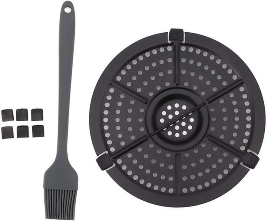 Grillpan Vervanging Roestvrij Staal 16x16cm Vaatwasserbestendig Inclusief Olie Borstel Lichtgewicht 110g Frituurpan
