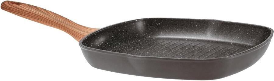Grillpan Vierkant Koekenpan Grill Koken op Inductie Quarzotek Antiaanbaklaag 28 cm Zwart