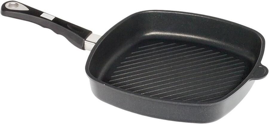 Grillpan Vierkant Koekenpan Grill Vetarm Koken Grillbodem 28 x 28 cm Zwart