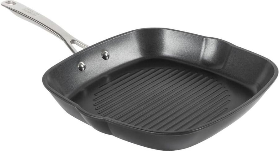 Grillpan Vierkant Koekenpan Grill Vlees Grillen 3-Laags Titanium Anti-aanbaklaag 28 x 28 cm Zwart