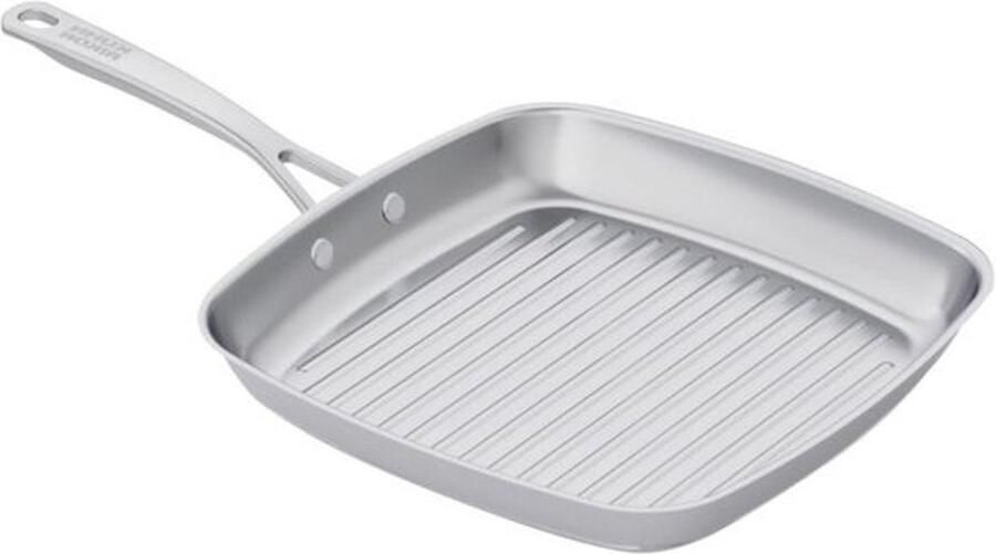 Grillpan Vierkant Koekenpan Scherp aanbraden Ongecoat roestvrij staal 27 x 27 cm Zilver