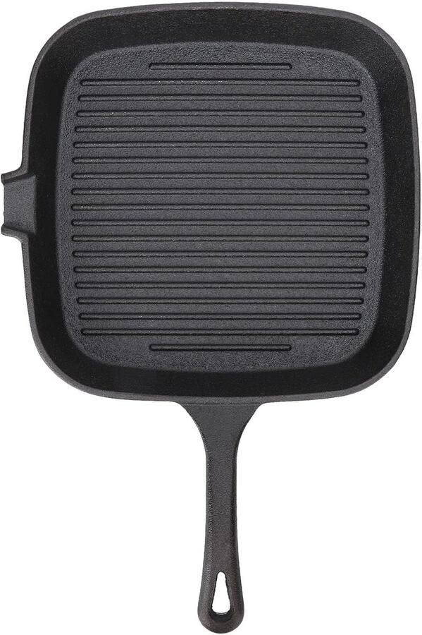 Grillpan Vierkant Koekenpan Steak Thuis Keuken Snelle Warmtegeleiding 22cm Zwart