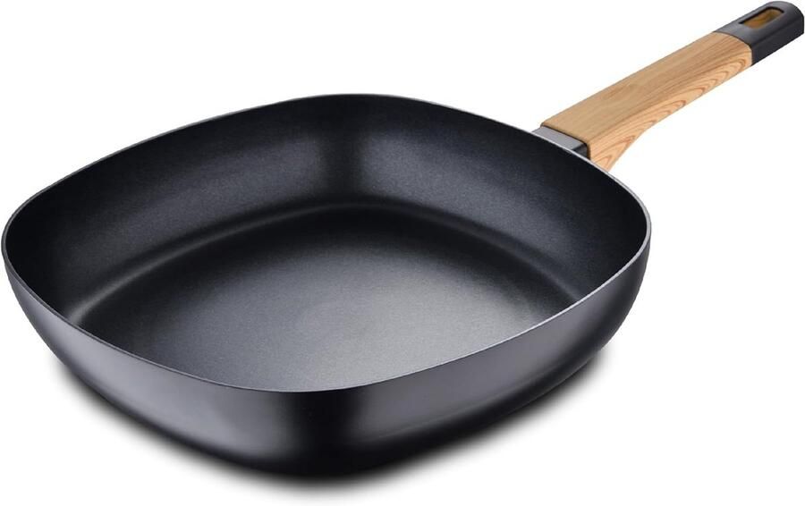 Grillpan Vierkant Koekenpan Vlees Grillen Gegoten Aluminium 28 cm Zwart