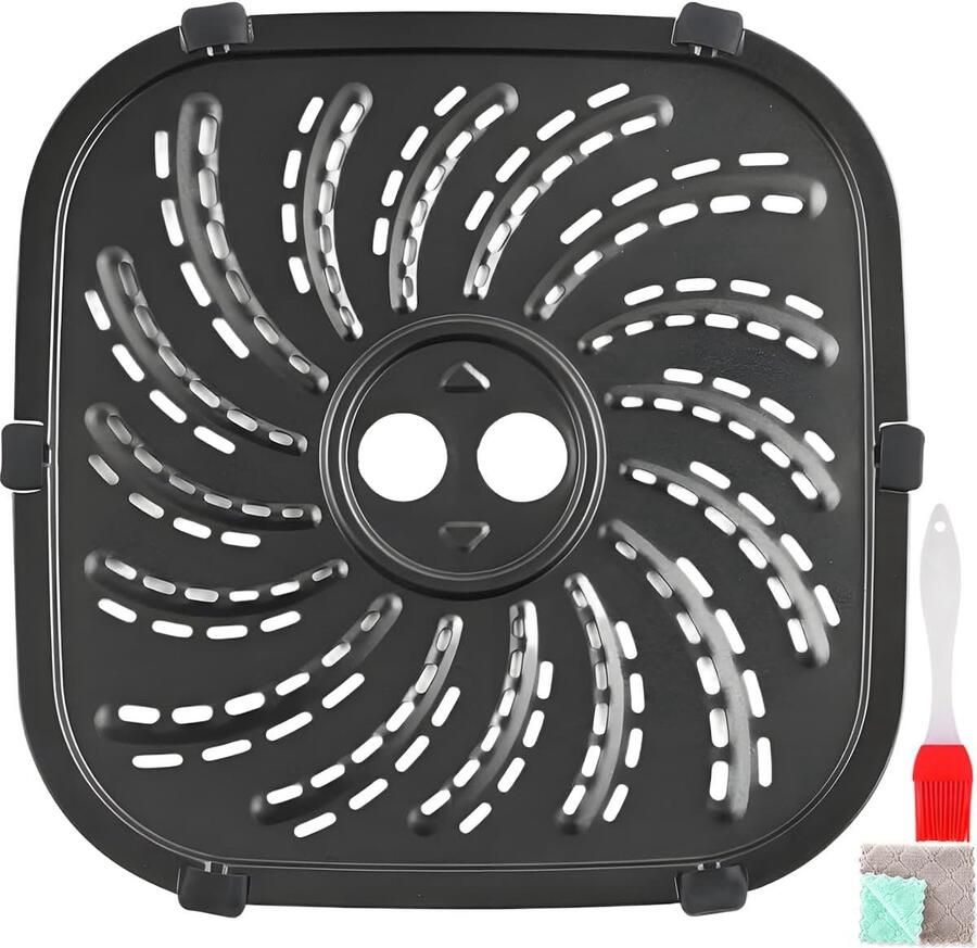 Grillpan voor Russell Hobbs 4L 27160 Airfryer Vervangende onderdelen N700639 19 x 19 CM Antiaanbakbak Rooster Roestvrij staal Vaatwasmachinebestendig Afwasbaar Grillplaat