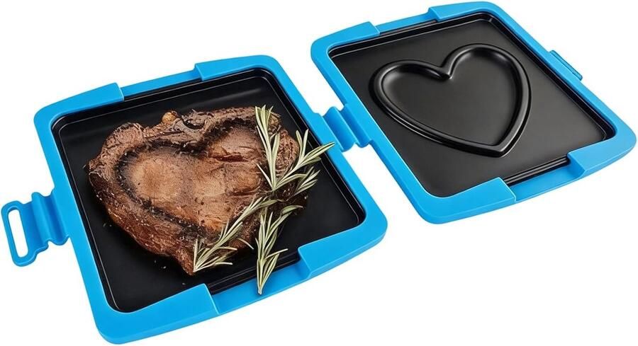 Grillpan voor toasties Opvouwbare pan Snel koken Anti-aanbaklaag 18x5x5 cm Blauw