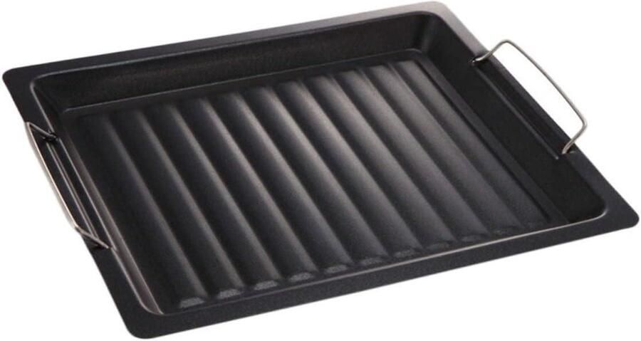 Grillpan Zwaar Koolstofstaal Koekenpan Bakplaat Buiten Koken Anti-aanbaklaag 30x25CM Zwart