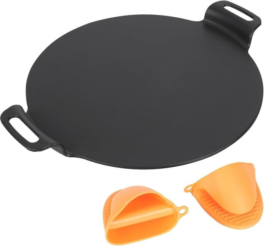 Grillpan Zwart 38 cm Gietijzer met Anti-aanbaklaag Voor Koken en Bakken