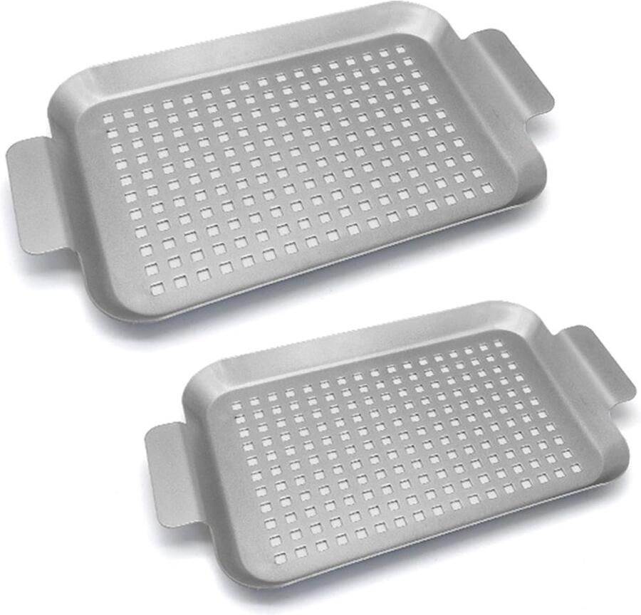 Grill Pannen Set Bakplaten Buiten Koken Geperforeerd Ontwerp 2 Maten Metaal