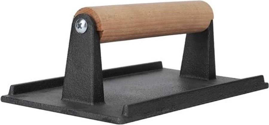 Grillpers Bacongewicht Barbecueaccessoire Gietijzeren ontwerp 21 x 10.5 cm Zwart