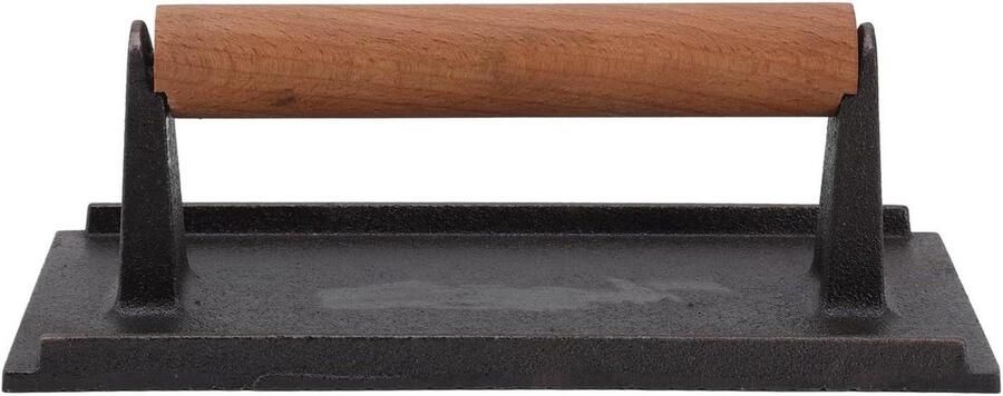 Grillpers Rechthoekig Vlees Burgerpers Gelijkmatig Grillen Hittebestendig Handvat 13x23CM Zwart