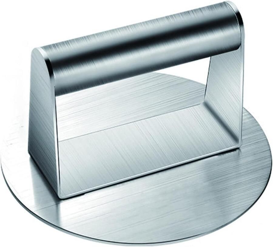 Grillpers voor vlees Burger press Vlees grillen Heavy duty staal Ronde vorm Zilver