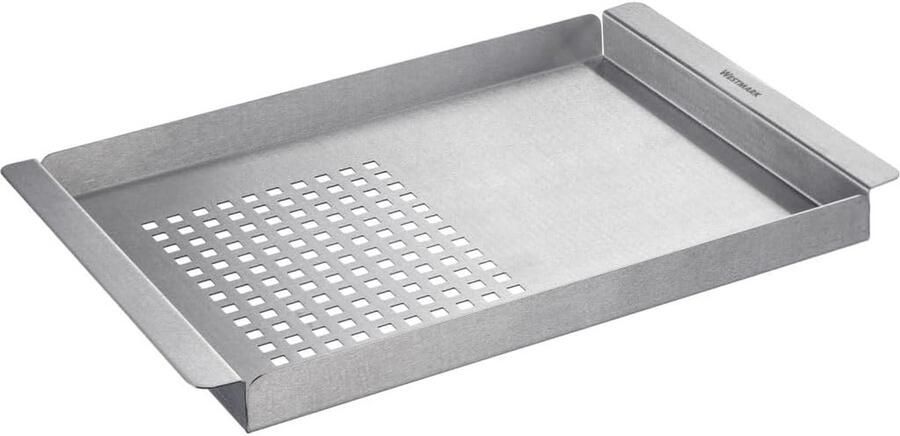 Grillplaat 2-in-1 Bakplaat RVS Buiten koken Geperforeerd en gesloten 23 x 41 cm Zilver