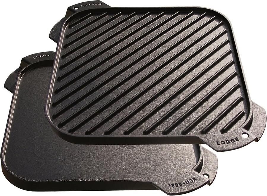 Vierkante Grillplaat Omkeerbare Plaat Koken en Bakken Glad en Gekamd 267 cm Zwart