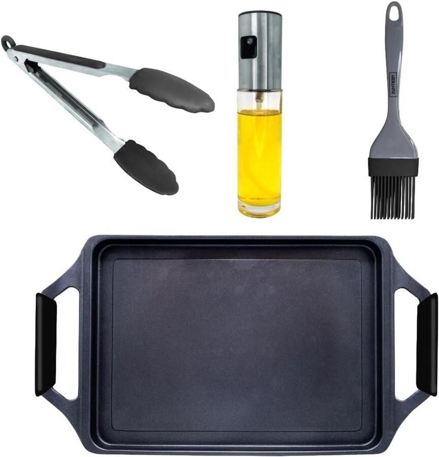 Grillplaat Aluminium Gietijzeren Pan Binnen Grillen Antiaanbaklaag 43 cm Zwart