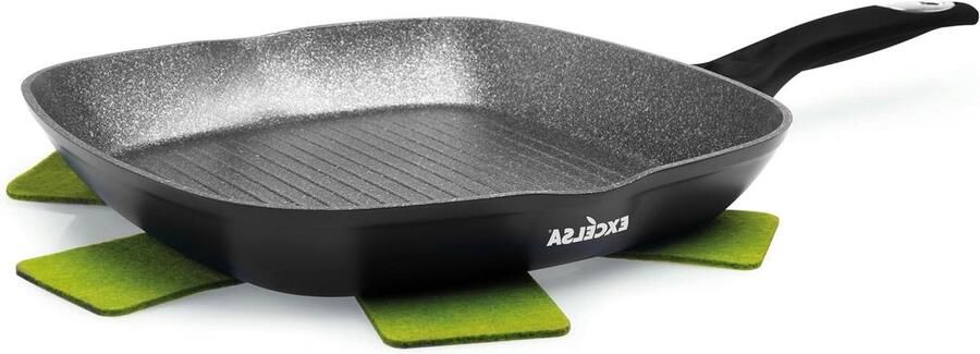 Grillplaat Aluminium Grillpan Plaat Gezond Koken Temperatuurindicator Handvat 28 x 28 cm Zwart
