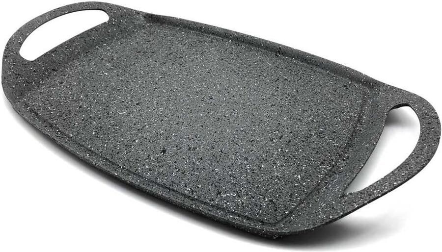 Grillplaat Aluminium Koekenpan Gezond Koken 5-laags Titanium Coating 47 x 28 cm Grijs