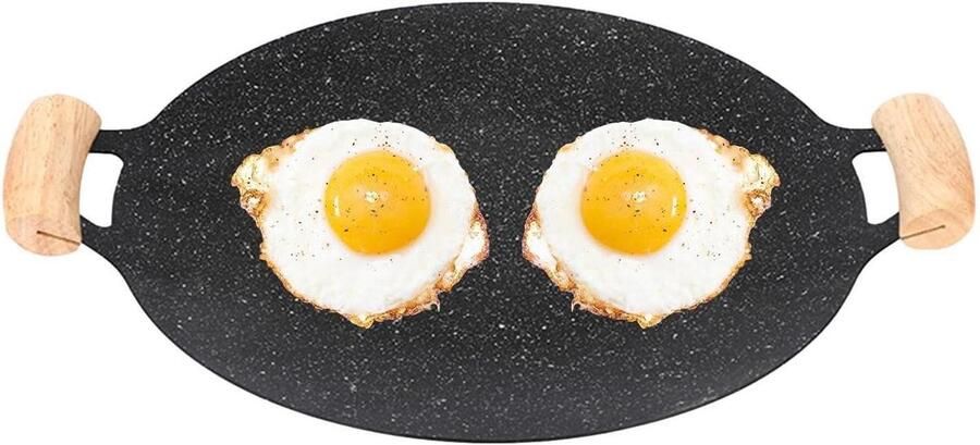 Grillplaat Bakplaat BBQ Buiten Koken Medische Steen Coating Diameter 30cm Zwart
