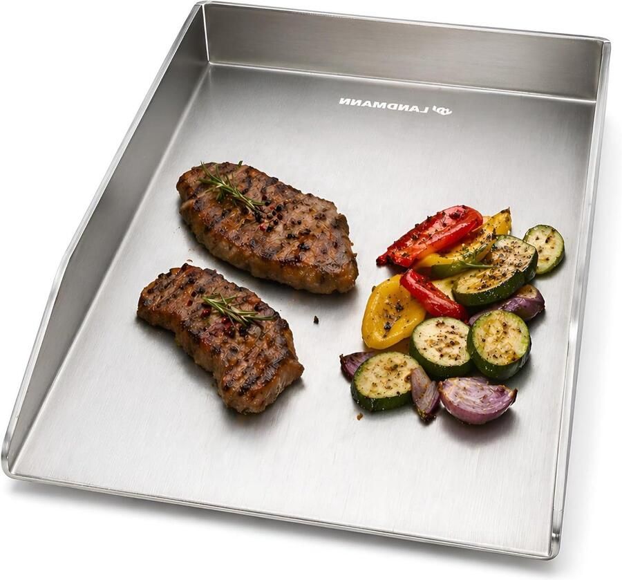 Grillplaat Bakplaat BBQ Gelijkmatig Grillen Roestvrij Staal 30x20 cm Zilver