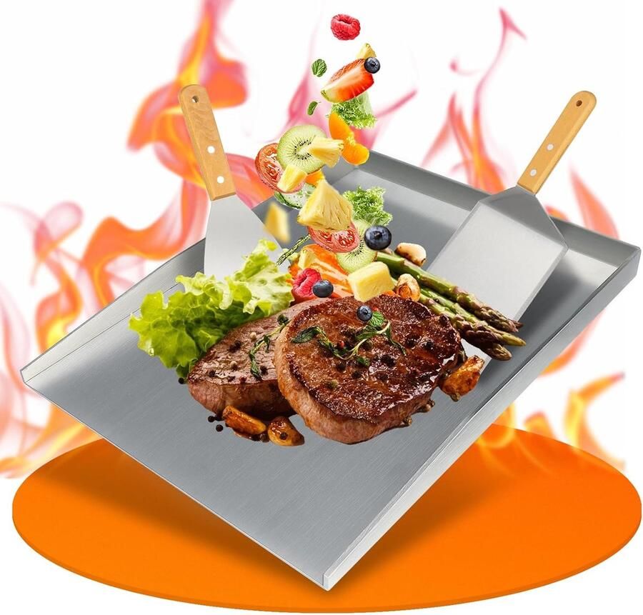 Grillplaat Bakplaat Buiten Koken 4 mm Dikte 100 x 150 cm Zilver
