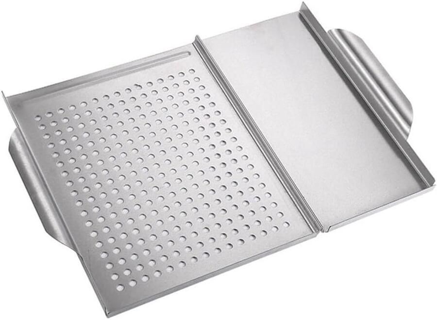 Grillplaat Bakplaat Buiten koken Geperforeerd ontwerp 30.7 x 45 cm Zilver