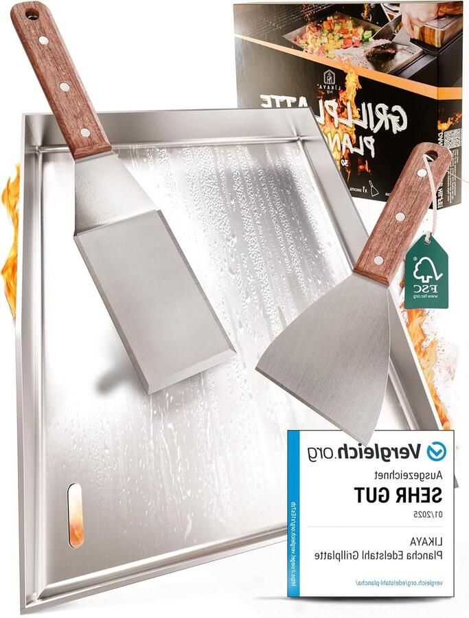Grillplaat Bakplaat Buiten koken Massief roestvrij staal 30 x 40 cm Zilver