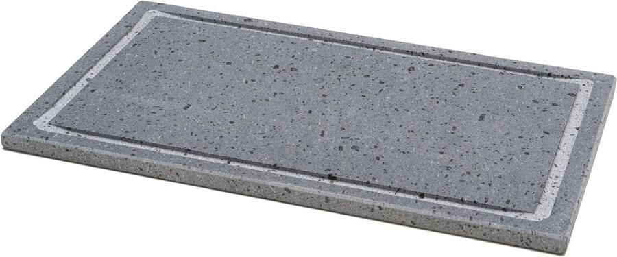 Grillplaat Bakplaat Buiten koken Natuurlijke lavasteen 40 x 25 cm Grijs