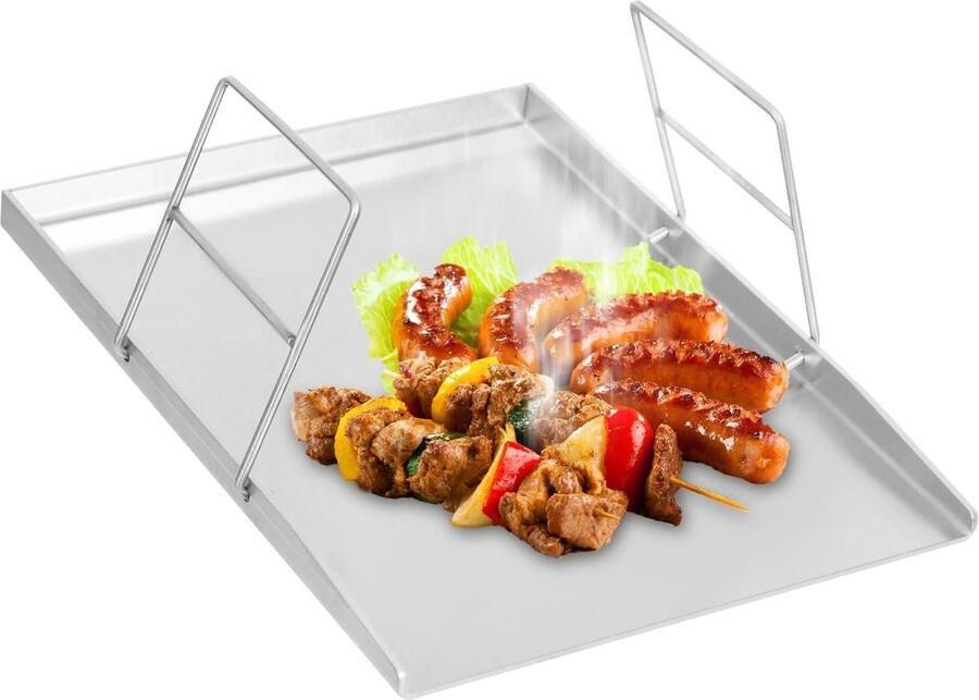 Grillplaat Bakplaat Buiten koken Roestvrij staal 45 x 34 cm Zilver