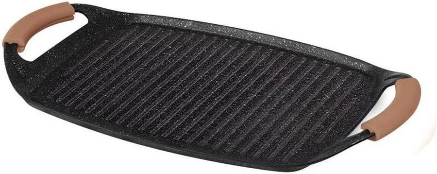 Grillplaat Bakplaat Gezond Koken Marmeren Oppervlak 47 cm Zwart