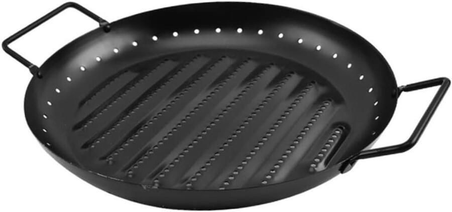 Grillplaat Bakplaat Koekenpan Barbecue Buiten Koken Antiaanbaklaag 37x30x4cm Zwart